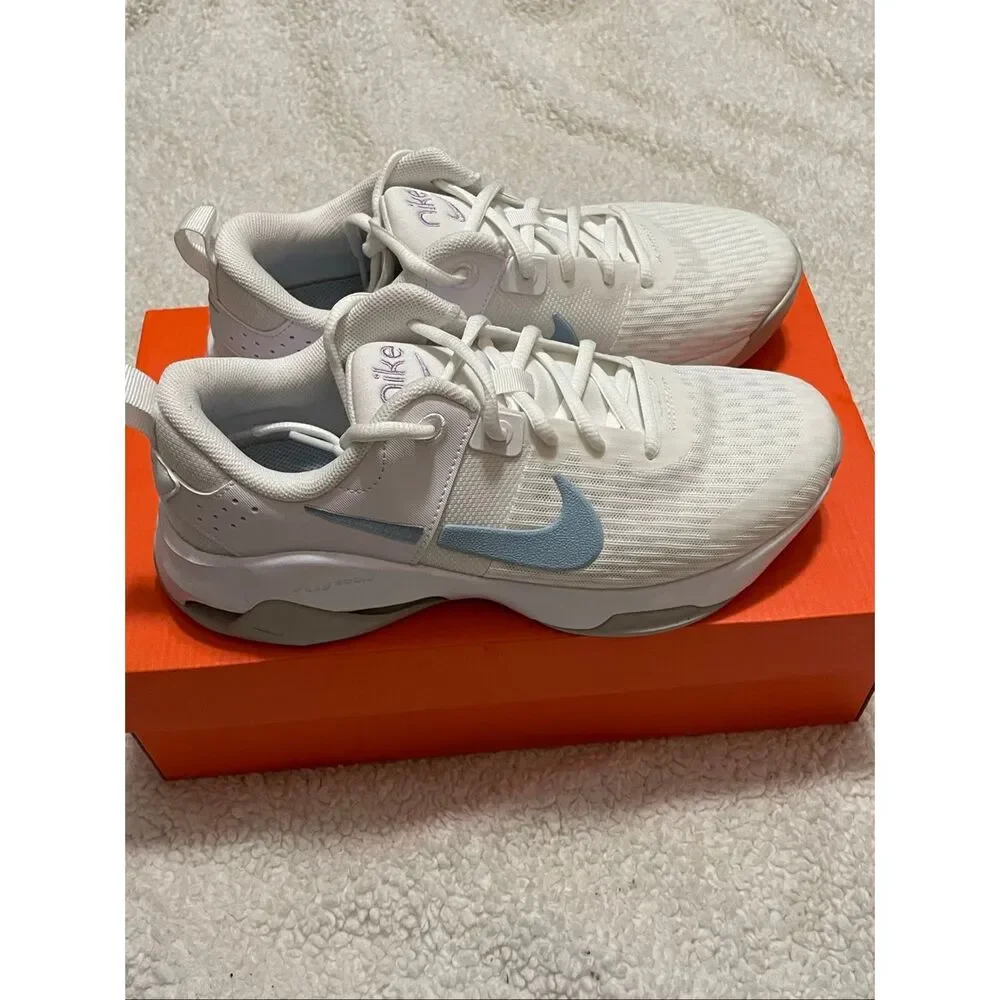 Nike Women's Zoom Bella 6 trainer in white and light armoury blue NIB 8